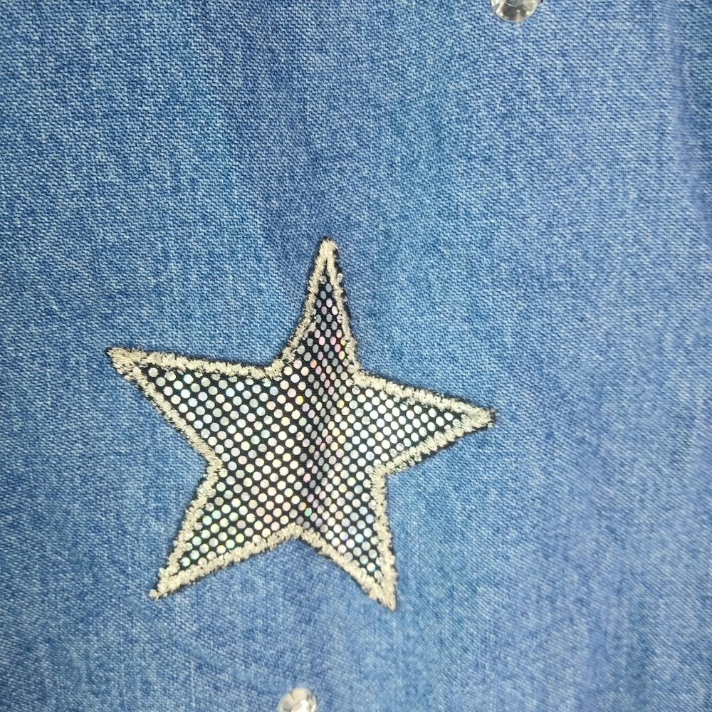MARSHA 14 Big Girls Silver Leopard Star Jeans Zip Vest Kids - Picture 6 of 11